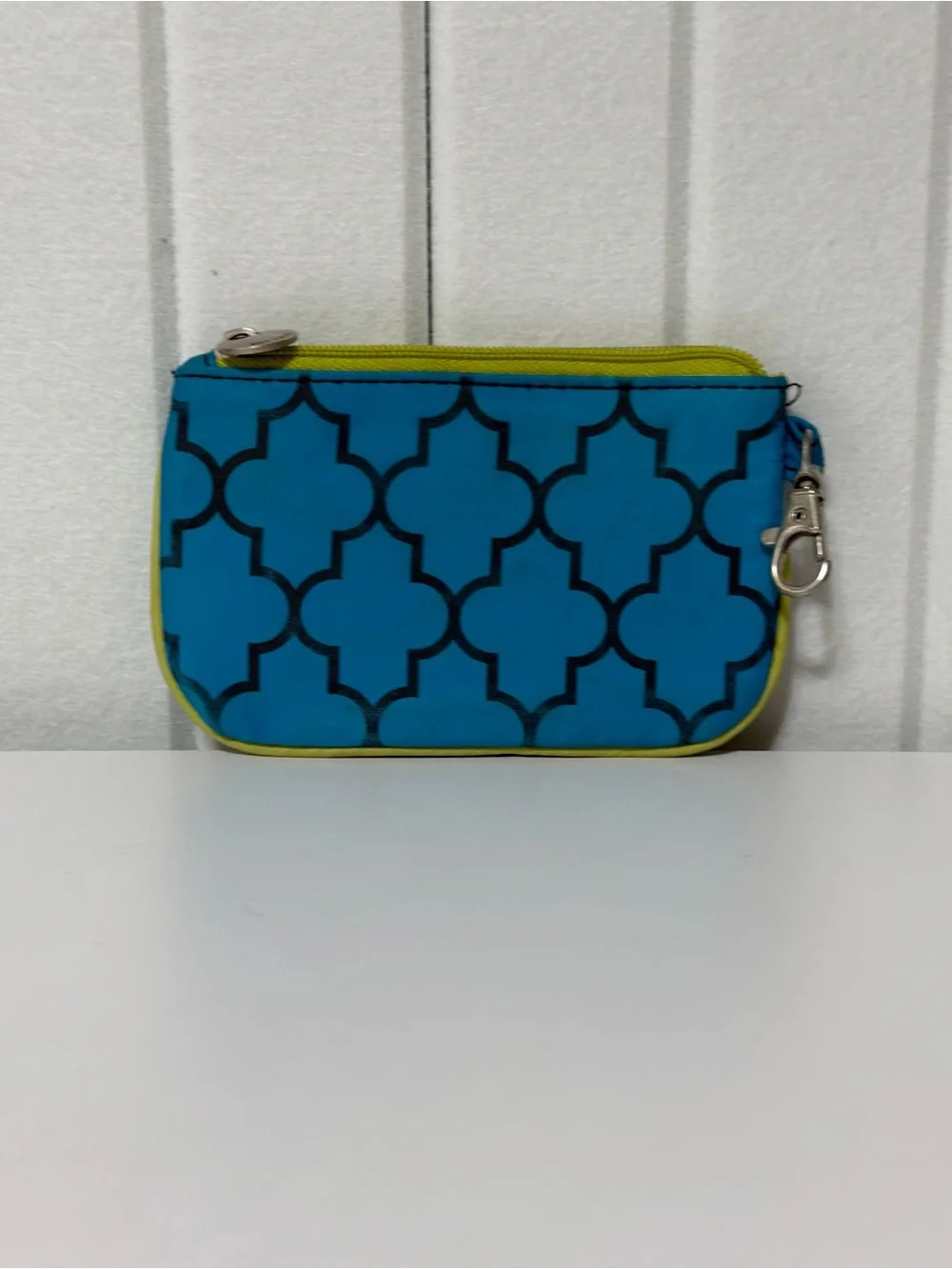 Travelon Teal Geometric ID Pouch with Lime Trim and RFID Blocking